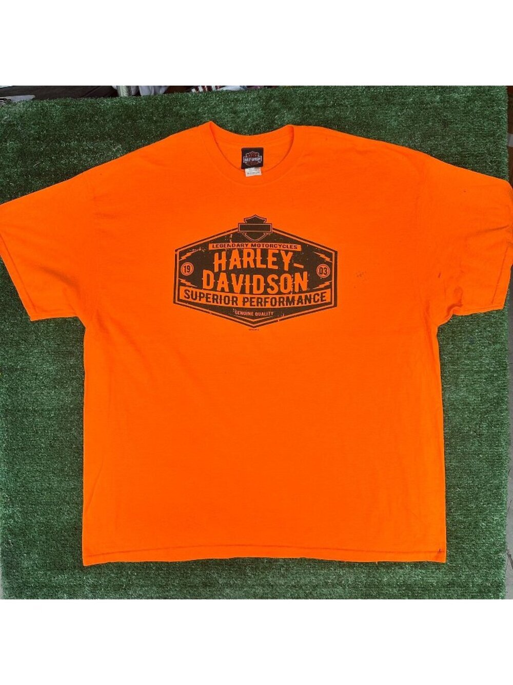 Vintage Y2K Windy City Harley Davidson Chicago T-Shirt Bright Orange XXL Biker